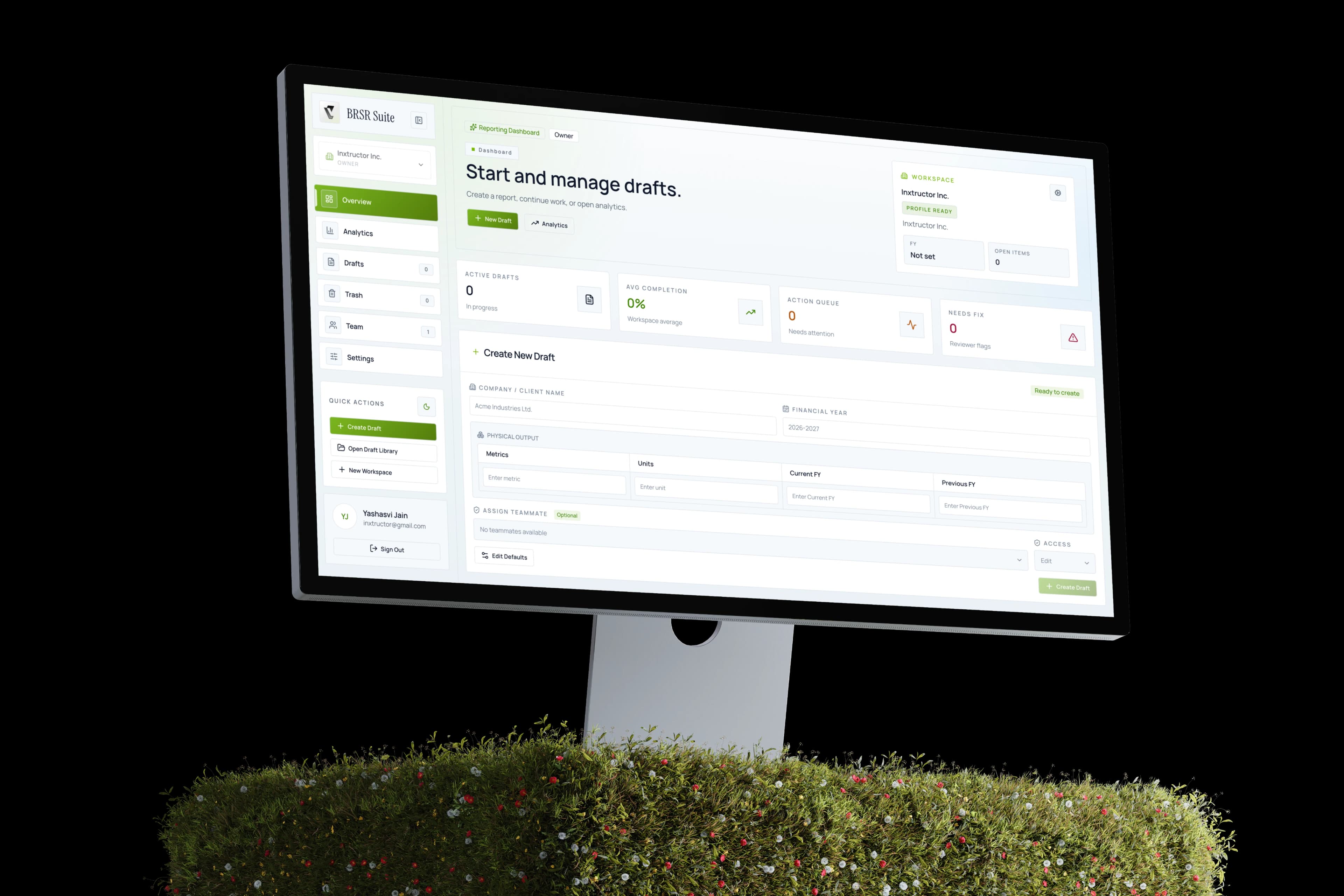 BRSR reporting software dashboard for ESG and sustainability reporting teams